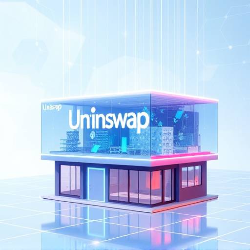 Conceptual illustration of Uniswap integrating with a Layer-2 scaling solution to improve transaction speed and reduce costs.